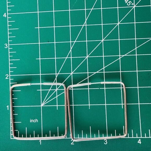 Minimalist Square Hoop Earrings Oval Huggie Sterling Silver Geometric Rectangle - Picture 5 of 5